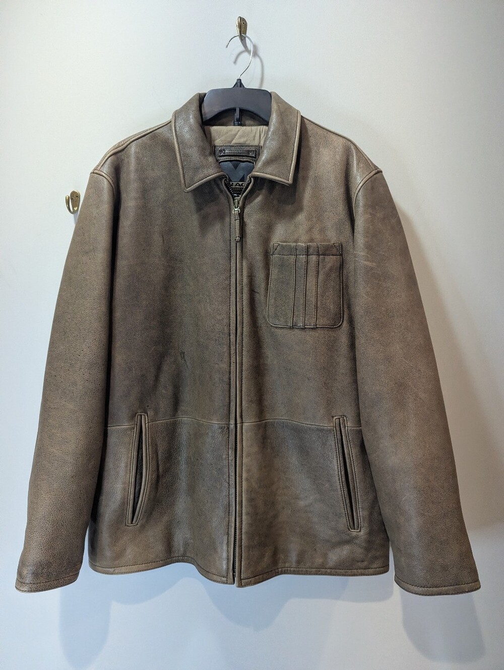 Vintage Mirage Brown Leather Jacket With Quilted Cotton Lining Men's Size M